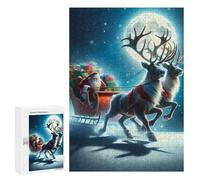 Adults 300 PCS Jigsaw Puzzle Santa's Nightly Journey Adult Jigsaw Puzzle Brain Teaser Game Enhance Memory Birthday And Unique Gifts 300 PCS