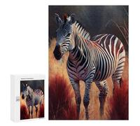 Adults 300 PCS Jigsaw Puzzle Savanna Zebra Oil Paint Jigsaw for Adults Brain Teaser Game Wall Decoration for Is Ideal As A Gift 300 PCS