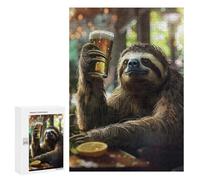 Adults 300 PCS Jigsaw Puzzle Sloth Drinking Beer Jigsaw Puzzle Brain Teaser Game But Fun And Humorous for Is Ideal As A Gift 300 PCS