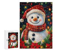 Adults 300 PCS Jigsaw Puzzle Smiling Snowman Christmas Jigsaw for Adults Brain Teaser Game Wall Decoration for Is Ideal As A Gift 300 PCS
