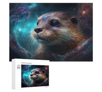 Adults 300 PCS Jigsaw Puzzle Space Otter A Cosmic Adventure Adult Jigsaw Puzzle Brain Teaser Game Enhance Memory Birthday And Unique Gifts 300 PCS