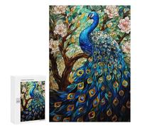 Adults 300 PCS Jigsaw Puzzle Stained Glass Peacock Artwork-7 Jigsaws for Adults Puzzle Precision Cutting Difficult And Challenge Toy Intellectual Game 300 PCS