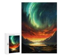 Adults 300 PCS Jigsaw Puzzle Sunset Aurora Landscape Jigsaw Puzzle Brain Teaser Game But Fun And Humorous for Is Ideal As A Gift 300 PCS