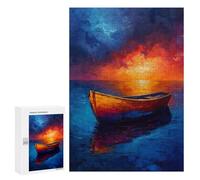 Adults 300 PCS Jigsaw Puzzle Sunset Boat Jigsaw Puzzle Brain Teaser Game But Fun And Humorous for Is Ideal As A Gift 300 PCS