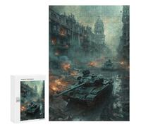 Adults 300 PCS Jigsaw Puzzle Tanks Urban Warfare Jigsaw for Adults Brain Teaser Game Wall Decoration for Is Ideal As A Gift 300 PCS