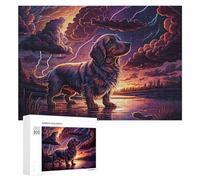 Adults 300 PCS Jigsaw Puzzle Thunderstorm Dog Reflections Jigsaw for Adults Brain Teaser Game Precision Cutting Unique Gifts for Birthday And Christmas 300 PCS
