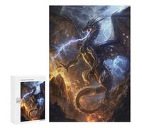 Adults 300 PCS Jigsaw Puzzle Thunderstorm Dragon Jigsaw Puzzle Brain Teaser Game But Fun And Humorous for Is Ideal As A Gift 300 PCS