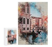 Adults 300 PCS Jigsaw Puzzle Venice Italy Watercolor Jigsaw for Adults Brain Teaser Game Precision Cutting Unique Gifts for Birthday And Christmas 300 PCS