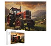 Adults 300 PCS Jigsaw Puzzle Vintage Tractor in Mountainous Landscape Adult Jigsaw Puzzle Brain Teaser Game Enhance Memory Birthday And Unique Gifts 300 PCS