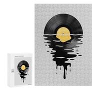 Adults 300 PCS Jigsaw Puzzle Vinyl Melt Music Sunset Jigsaw Puzzle Brain Teaser Game But Fun And Humorous for Is Ideal As A Gift 300 PCS