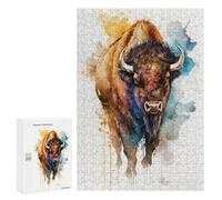 Adults 300 PCS Jigsaw Puzzle Watercolor Bison Jigsaw Puzzle Brain Teaser Game But Fun And Humorous for Is Ideal As A Gift 300 PCS