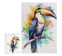 Adults 300 PCS Jigsaw Puzzle Watercolor Toucan Painting Jigsaw Puzzle Brain Teaser Game But Fun And Humorous for Is Ideal As A Gift 300 PCS