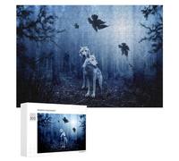 Adults 300 PCS Jigsaw Puzzle Wolf Pair in Mystical Forest Adult Jigsaw Puzzle Brain Teaser Game Enhance Memory Birthday And Unique Gifts 300 PCS