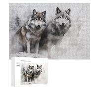 Adults 300 PCS Jigsaw Puzzle Wolf Pair in Winter Landscape Adult Jigsaw Puzzle Brain Teaser Game Enhance Memory Birthday And Unique Gifts 300 PCS