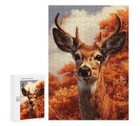 Adults 300 PCS Puzzle Autumn Deer Portrait Adult Jigsaw Puzzles Difficult Challenge Wishlist with Santa Claus Unique Birthday And Gifts 300 PCS