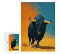 Adults 300 PCS Puzzle Black Bull Charging Jigsaw Puzzles for Adults Birthday Present Parent-child Interaction Toy Intellectual Game 300 PCS