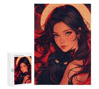 Adults 300 PCS Puzzle Black Cat Magic Artwork Jigsaw Puzzles for Adults Birthday Present Parent-child Interaction Toy Intellectual Game 300 PCS