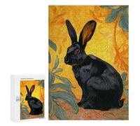 Adults 300 PCS Puzzle Black Rabbit Painting Artwork Jigsaws for Adults Puzzle Improve Memory Challenging To Complete Unique Gifts for Birthday And Christmas 300 PCS