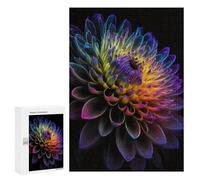 Adults 300 PCS Puzzle Colorful Glowing Flower Art Jigsaw Puzzles for Adults Birthday Present Parent-child Interaction Toy Intellectual Game 300 PCS
