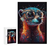 Adults 300 PCS Puzzle Colorful Meerkat with Glasses Adult Jigsaw Puzzles Analysis And Logic Wishlist with Santa Claus Unique Gifts for Birthday And Christmas 300 PCS