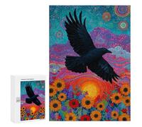 Adults 300 PCS Puzzle Colorful Raven Art Print Jigsaws for Adults Puzzle Improve Memory Challenging To Complete Unique Gifts for Birthday And Christmas 300 PCS