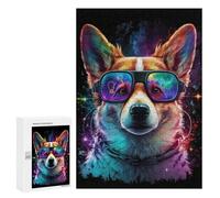 Adults 300 PCS Puzzle Cosmic Corgi Sunglasses Art Print Adult Jigsaw Puzzles Analysis And Logic Wishlist with Santa Claus Unique Gifts for Birthday And Christmas 300 PCS
