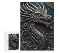 Adults 300 PCS Puzzle Cybernetic Dragon Zodiac Adult Jigsaw Puzzles Analysis And Logic Wishlist with Santa Claus Unique Gifts for Birthday And Christmas 300 PCS