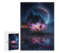 Adults 300 PCS Puzzle Fantasy Lotus Pond Scene Jigsaw Puzzles for Adults Birthday Present Parent-child Interaction Toy Intellectual Game 300 PCS