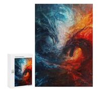 Adults 300 PCS Puzzle Fire Vs. Ice Dragons Artwork Puzzles for Teenagers Precision Cutting for Birthday, Chrismas Toy Intellectual Game 300 PCS