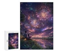 Adults 300 PCS Puzzle Fireworks Over The River Puzzles for Teenagers Precision Cutting for Birthday, Chrismas Toy Intellectual Game 300 PCS