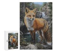 Adults 300 PCS Puzzle Fox in Forest with Waterfall Adult Jigsaw Puzzles Difficult Challenge Wishlist with Santa Claus Unique Birthday And Gifts 300 PCS