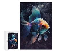 Adults 300 PCS Puzzle Glowing Galaxy Fish Adult Jigsaw Puzzles Analysis And Logic Wishlist with Santa Claus Unique Gifts for Birthday And Christmas 300 PCS