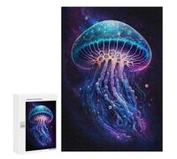 Adults 300 PCS Puzzle Glowing Jellyfish Art Print-1 Adult Jigsaw Puzzles Analysis And Logic Wishlist with Santa Claus Unique Gifts for Birthday And Christmas 300 PCS
