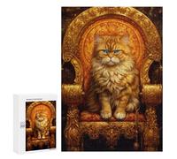 Adults 300 PCS Puzzle Golden Throne Cat King Jigsaws for Adults Puzzle Improve Memory Challenging To Complete Unique Gifts for Birthday And Christmas 300 PCS