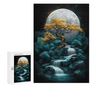 Adults 300 PCS Puzzle Golden Tree Moonlit Falls Jigsaw Puzzles for Adults Birthday Present Parent-child Interaction Toy Intellectual Game 300 PCS