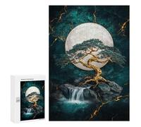 Adults 300 PCS Puzzle Golden Tree Moonlit Waterfall Jigsaws for Adults Puzzle Improve Memory Challenging To Complete Unique Gifts for Birthday And Christmas 300 PCS