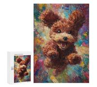 Adults 300 PCS Puzzle Happy Poodle Painting Jigsaws for Adults Puzzle Improve Memory Challenging To Complete Unique Gifts for Birthday And Christmas 300 PCS