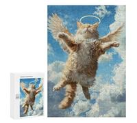 Adults 300 PCS Puzzle Heavenly Angel Cat Flying Jigsaws for Adults Puzzle Improve Memory Challenging To Complete Unique Gifts for Birthday And Christmas 300 PCS