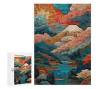 Adults 300 PCS Puzzle Japanese Landscape with Mount Fuji Jigsaws for Adults Puzzle Improve Memory Challenging To Complete Unique Gifts for Birthday And Christmas 300 PCS