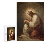 Adults 300 PCS Puzzle Jesus Blessing Child Painting Jigsaws for Adults Puzzle Improve Memory Challenging To Complete Unique Gifts for Birthday And Christmas 300 PCS