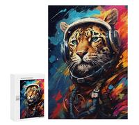 Adults 300 PCS Puzzle Leopard Astronaut in Space Jigsaw Puzzles for Adults Birthday Present Parent-child Interaction Toy Intellectual Game 300 PCS