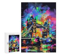 Adults 300 PCS Puzzle London Bridge Neon Art Print Puzzles for Teenagers Precision Cutting for Birthday, Chrismas Toy Intellectual Game 300 PCS