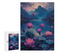 Adults 300 PCS Puzzle Lotus Pond Serenity Jigsaw Puzzles for Adults Birthday Present Parent-child Interaction Toy Intellectual Game 300 PCS