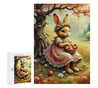 Adults 300 PCS Puzzle Magical Bunny with Apple Basket Adult Jigsaw Puzzles Analysis And Logic Wishlist with Santa Claus Unique Gifts for Birthday And Christmas 300 PCS