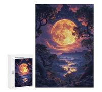 Adults 300 PCS Puzzle Magical Full Moon Landscape Jigsaw Puzzles for Adults Birthday Present Parent-child Interaction Toy Intellectual Game 300 PCS