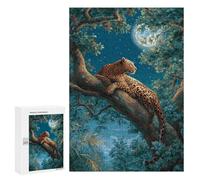 Adults 300 PCS Puzzle Moonlit Jungle Leopard Rest Jigsaw Puzzles for Adults Birthday Present Parent-child Interaction Toy Intellectual Game 300 PCS