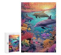 Adults 300 PCS Puzzle Ocean Life Dolphins & Coral Reef-1 Adult Jigsaw Puzzles Difficult Challenge Wishlist with Santa Claus Unique Birthday And Gifts 300 PCS