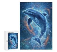 Adults 300 PCS Puzzle Oceanic Serenity Dolphin Dance Adult Jigsaw Puzzles Difficult Challenge Wishlist with Santa Claus Unique Birthday And Gifts 300 PCS