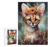 Adults 300 PCS Puzzle Painted Wild Cat with Flowers Puzzles for Teenagers Precision Cutting for Birthday, Chrismas Toy Intellectual Game 300 PCS