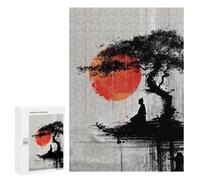 Adults 300 PCS Puzzle Serene Zen Sunset Scene Jigsaw Puzzles for Adults Birthday Present Parent-child Interaction Toy Intellectual Game 300 PCS